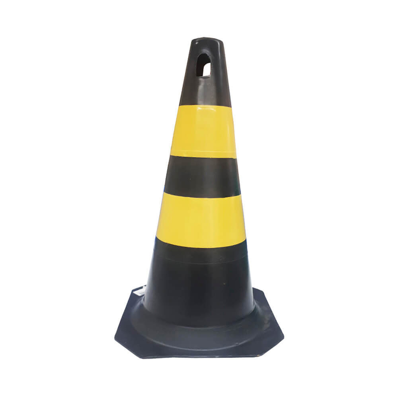 Cone para sinalização preto/amarelo 50cm PLASTCOR